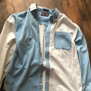 Color block Light Blue Jean and white Jean Jacket XL Brand New, Never Worn!